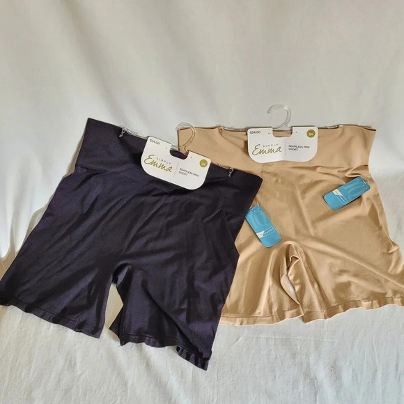 2 Pack Simply Emma Plus High Waist Thigh Shaper Beige & Black‎ NWT - Picture 1 of 8